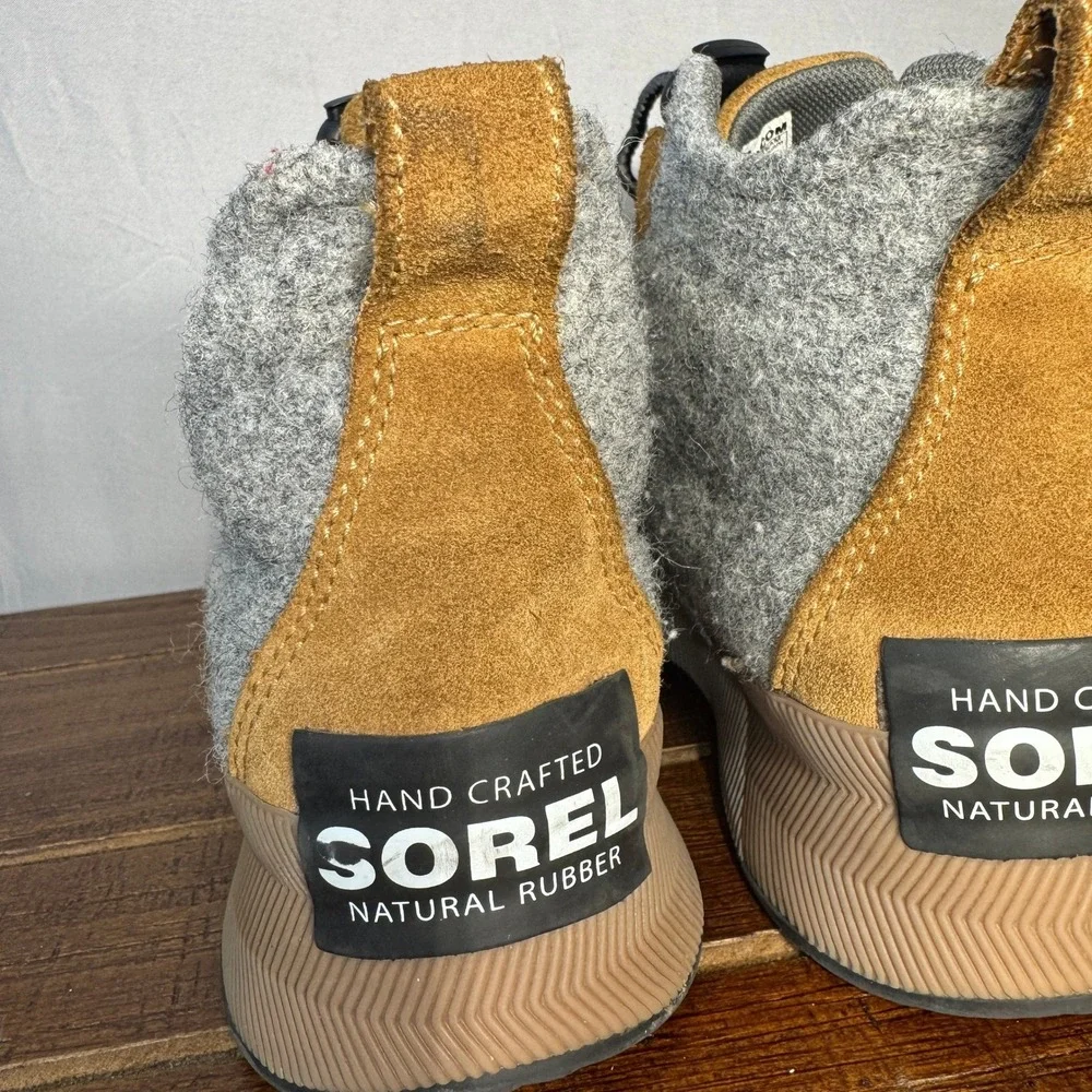 Sorel‎ Waterproof Wool Winter Boots Youth Black Tan Youth Sz 4 Snow Rain Durable